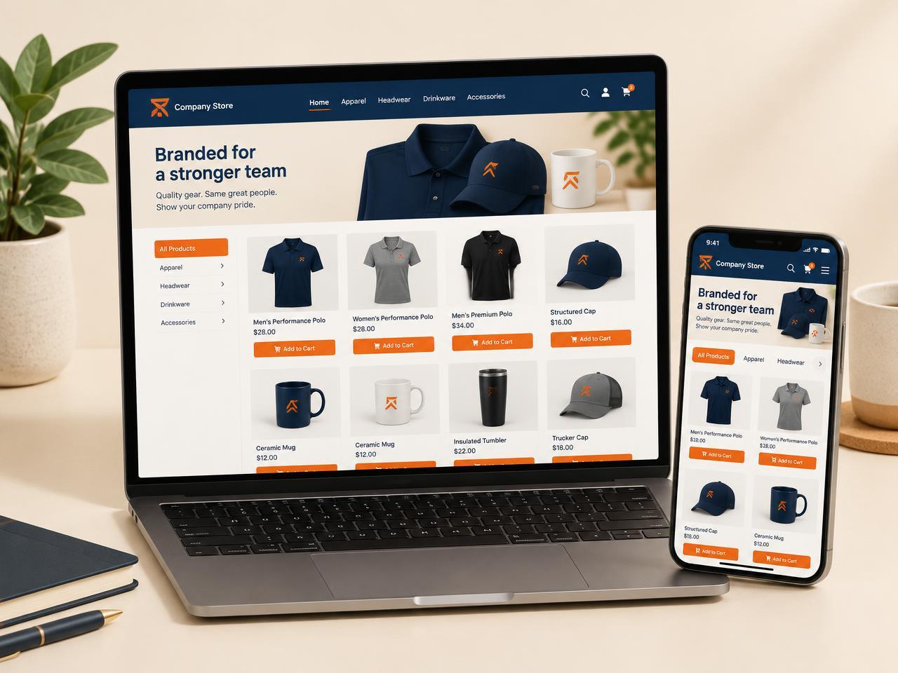 A JIMBU branded ordering store shown on a laptop and phone