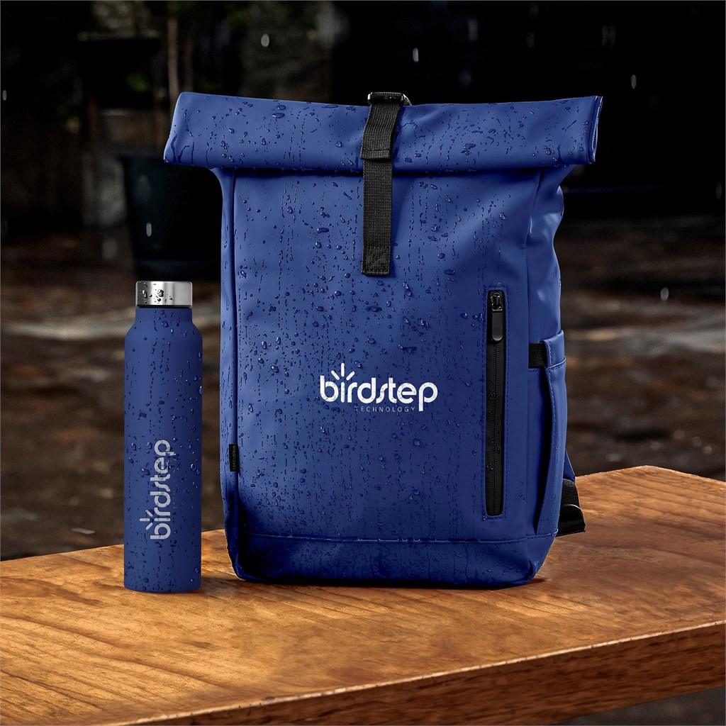 Birdstep branded backpack and bottle