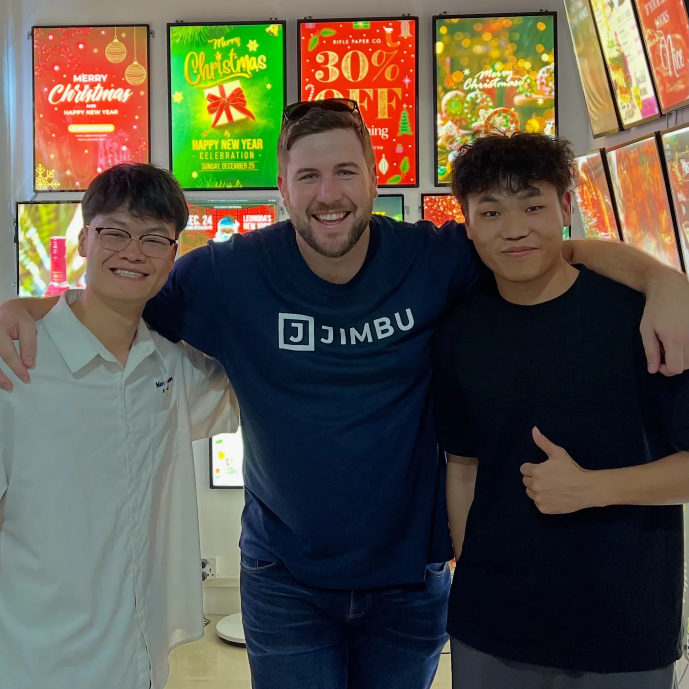 JIMBU team with partners in a China display showroom