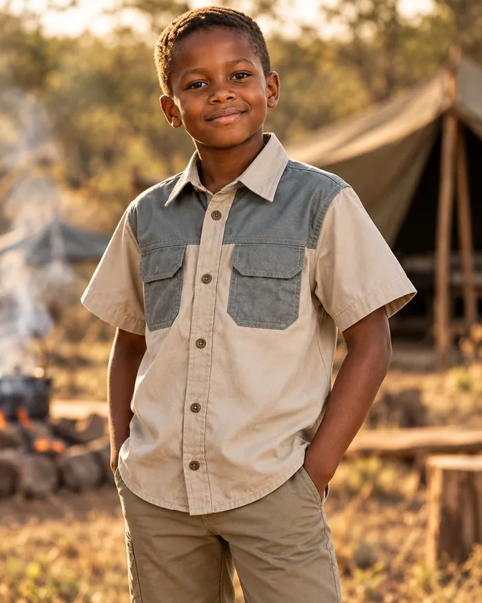Meerkat Kids Two Tone Bush Shirt